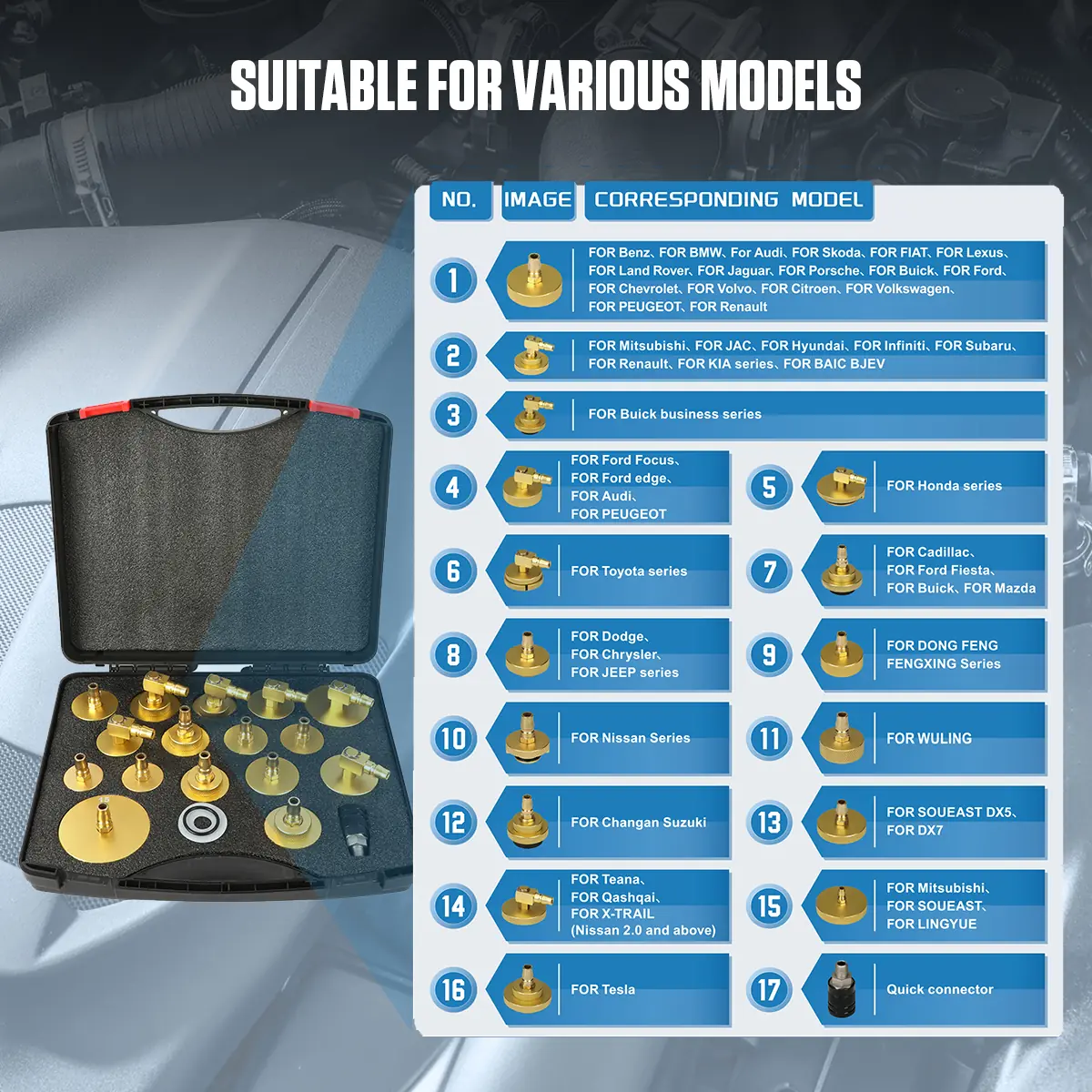 AUTOOL AST618 17 adapter set for different vehicle models