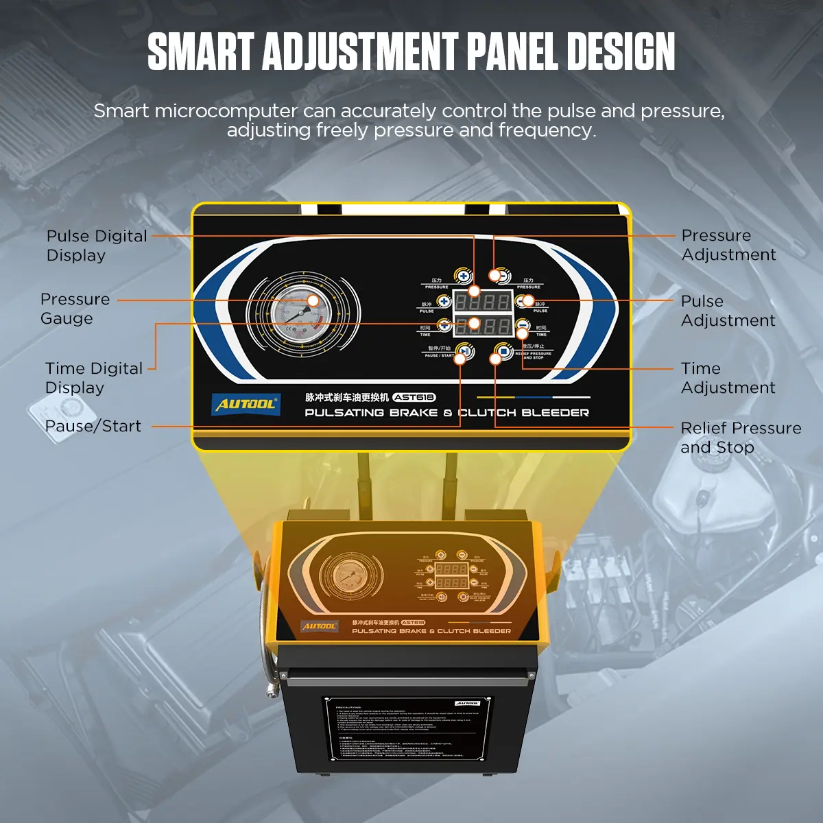 AUTOOL AST618 smart adjustment panel with pressure pulse and time controls