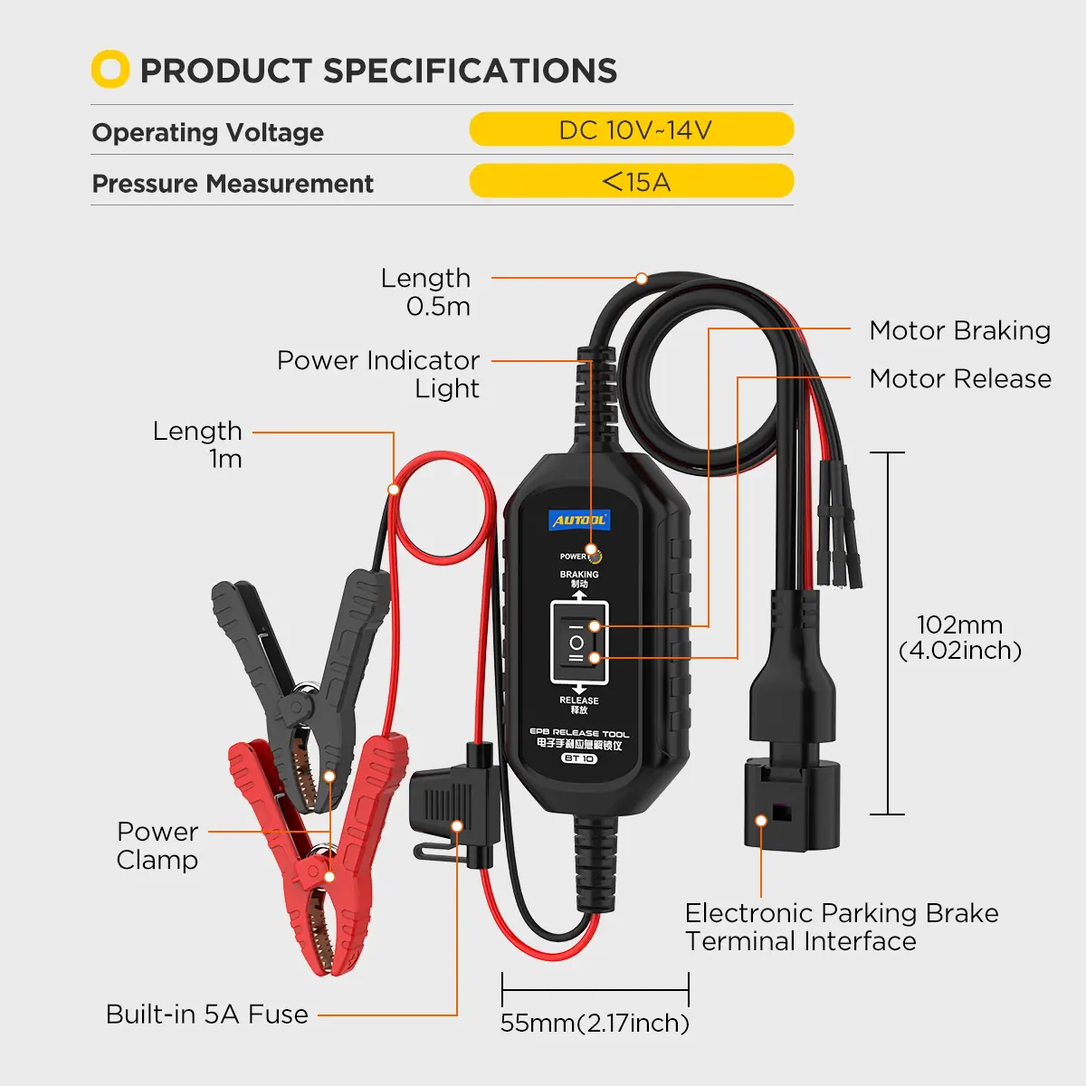 AUTOOL BT10 product specification and structure image