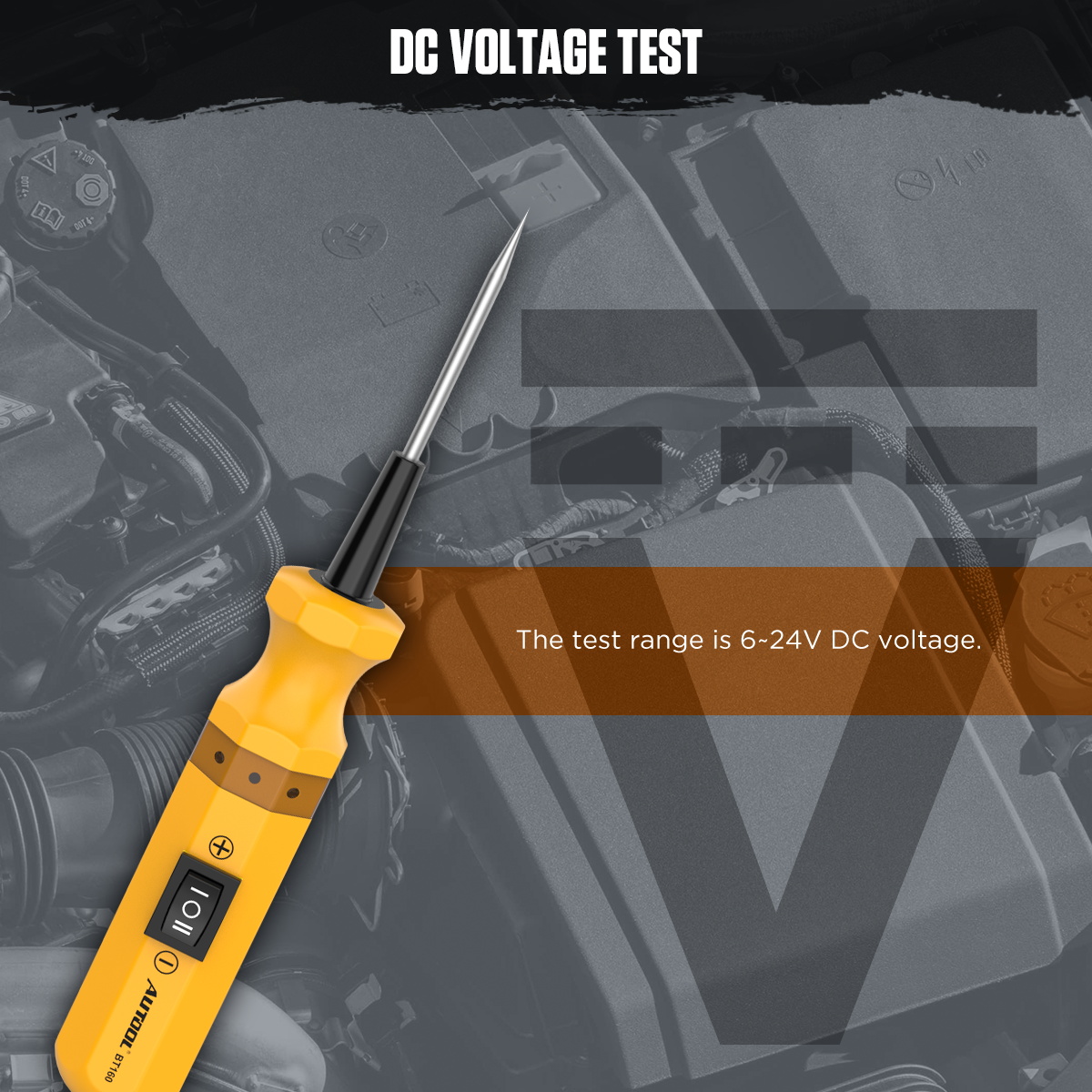 AUTOOL BT160 DC voltage test range image showing 6 to 24V DC