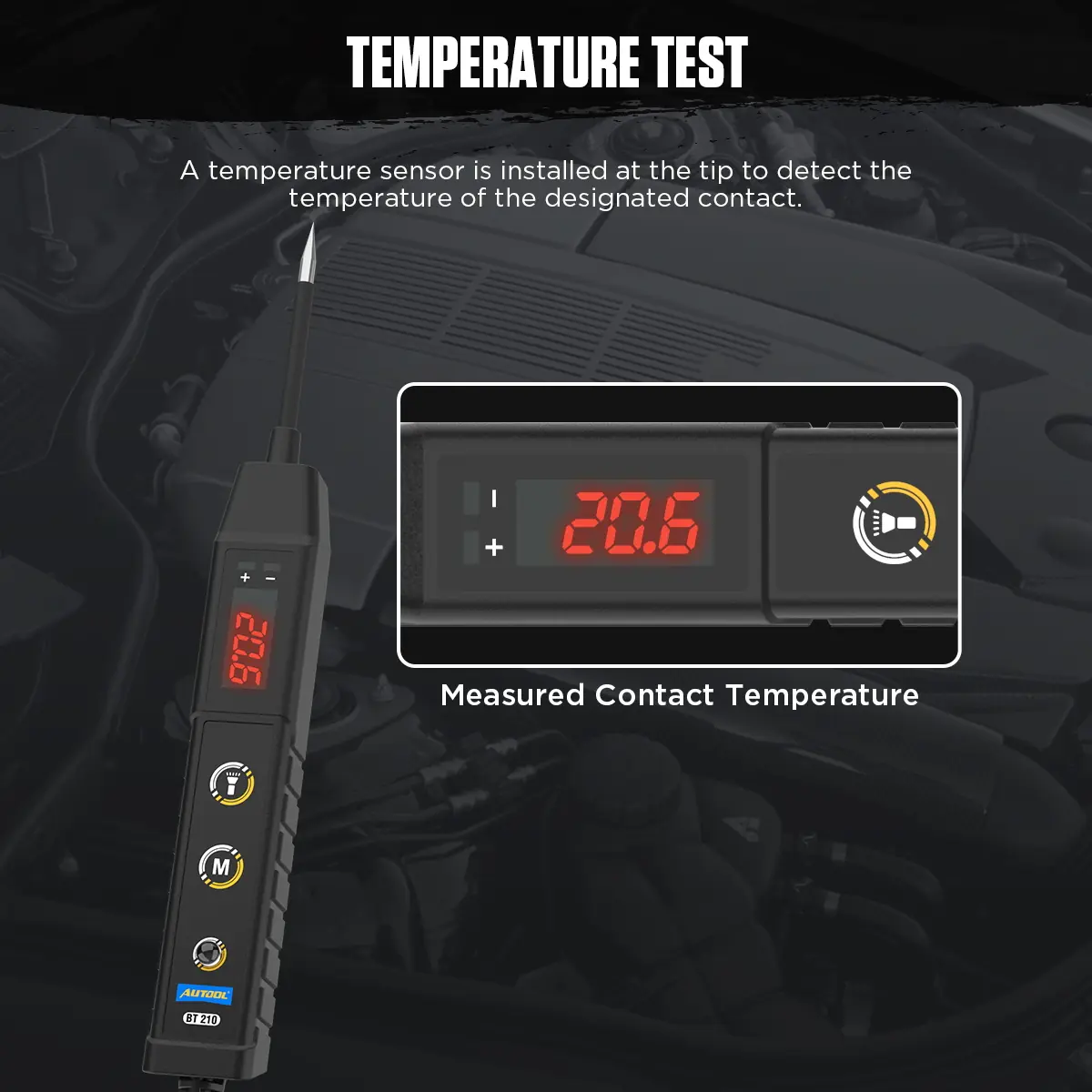 AUTOOL BT210 temperature test contact temperature sensor at probe tip