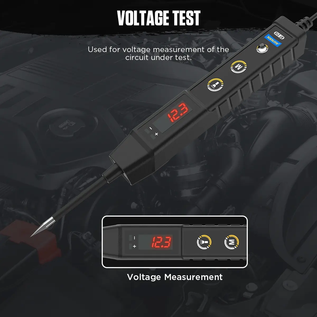 AUTOOL BT210 voltage test and voltage measurement display