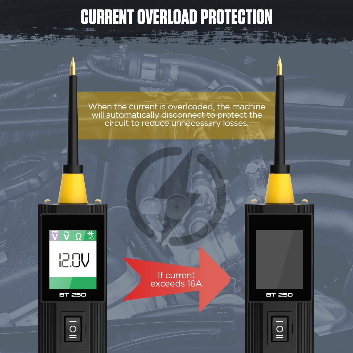 AUTOOL BT250 current overload protection feature image