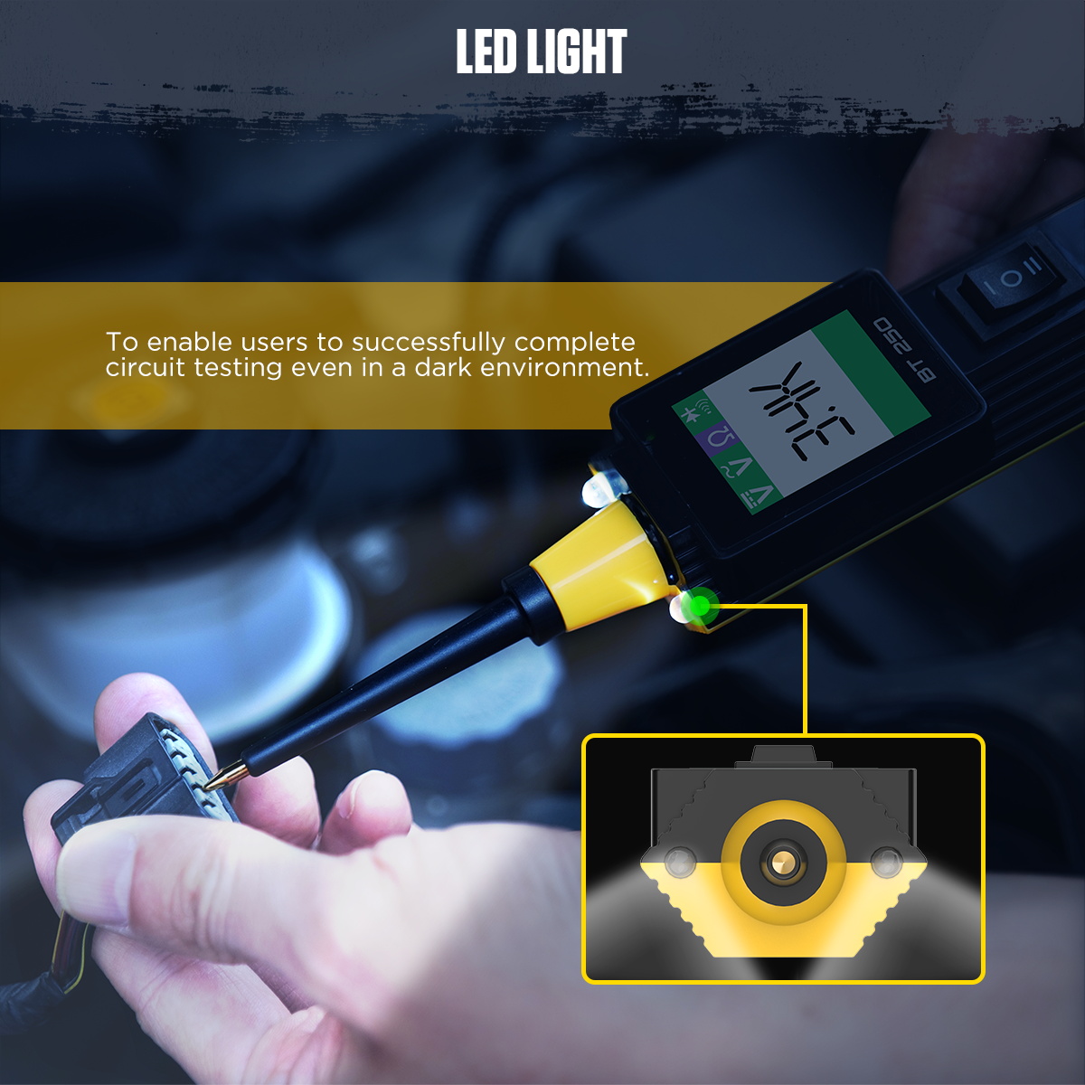 AUTOOL BT250 LED light for circuit testing in dark environments