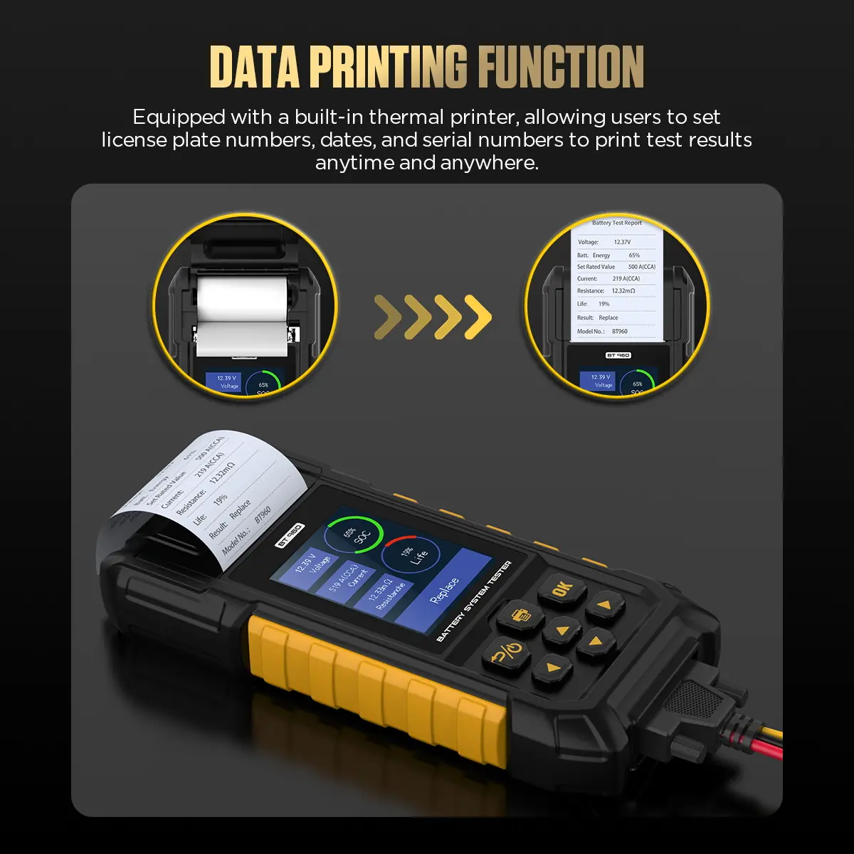 AUTOOL BT960 data printing function with built-in thermal printer