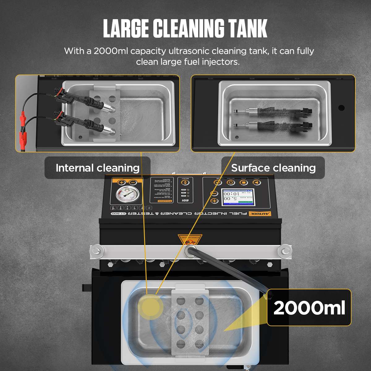 AUTOOL CT500 2000ml ultrasonic cleaning tank for internal and surface cleaning