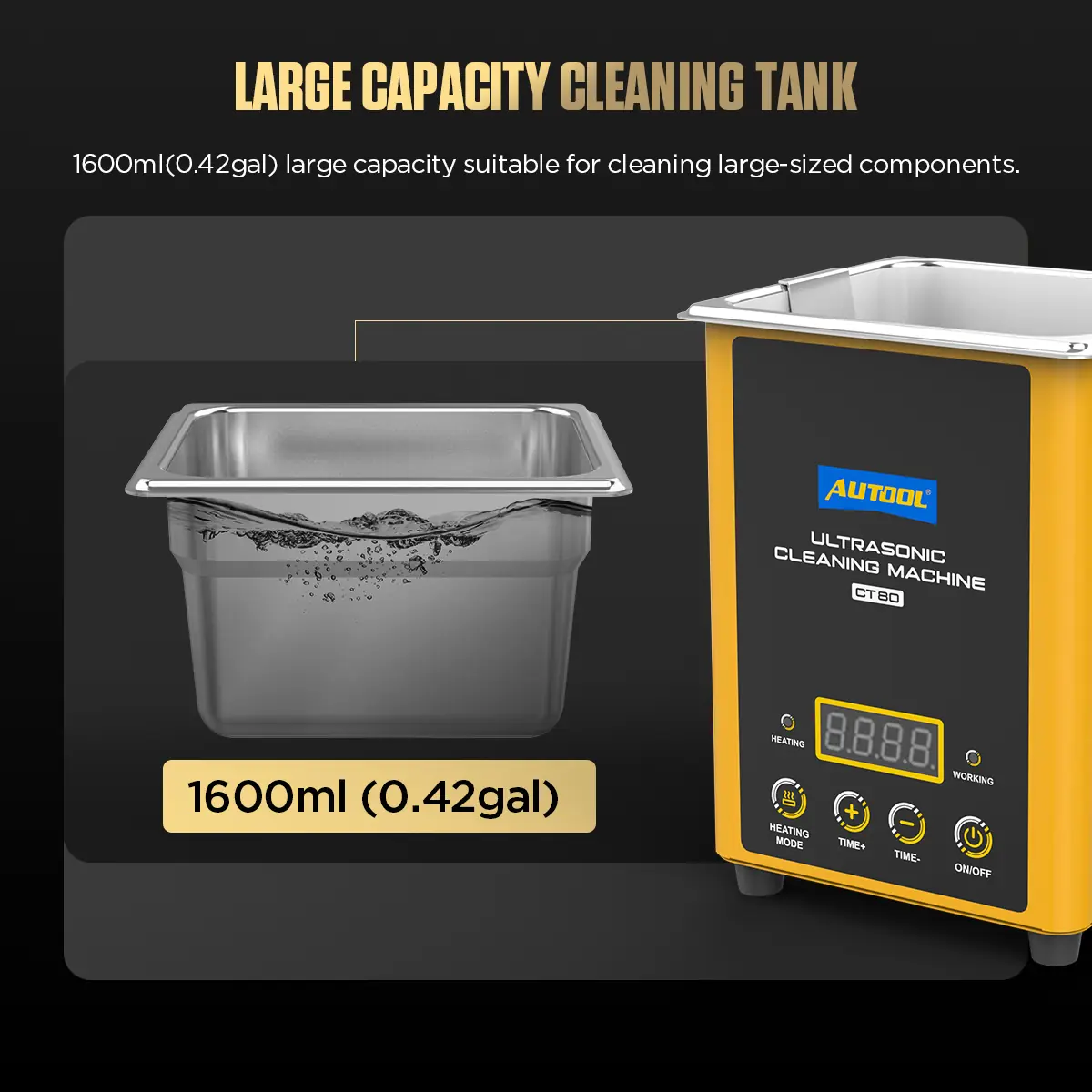 AUTOOL CT80 1600ml large capacity cleaning tank feature