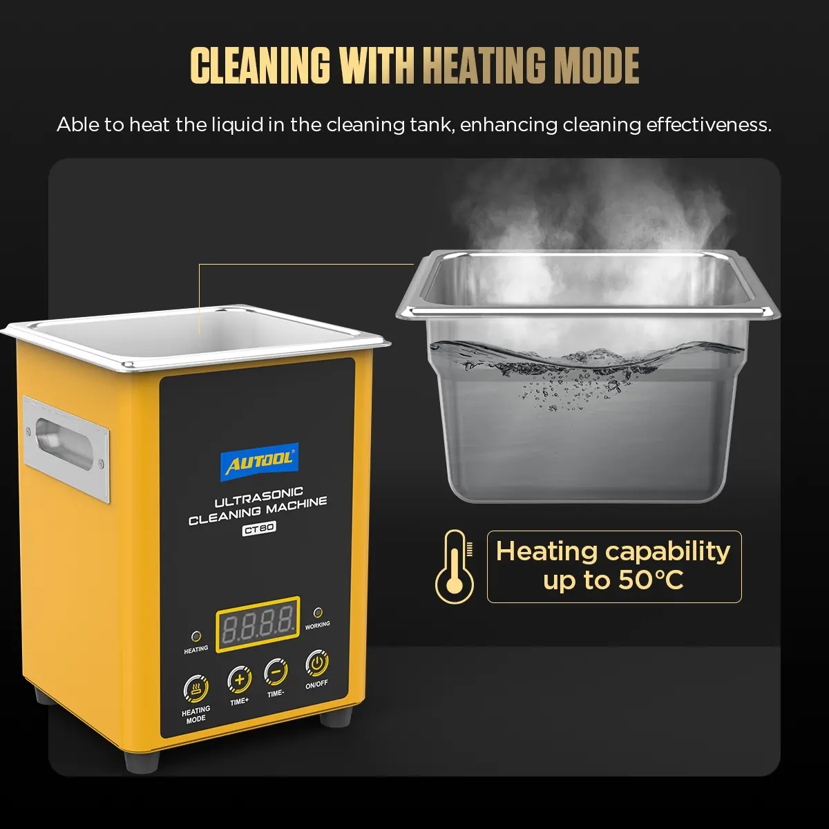 AUTOOL CT80 heating mode up to 50 degrees celsius