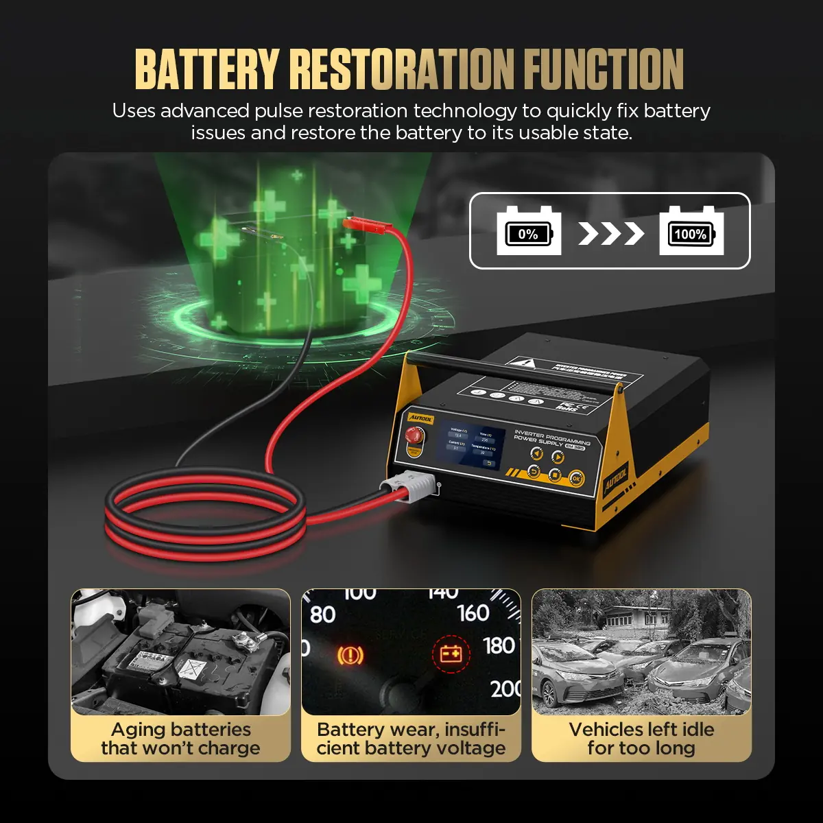 AUTOOL EM385 battery restoration function feature