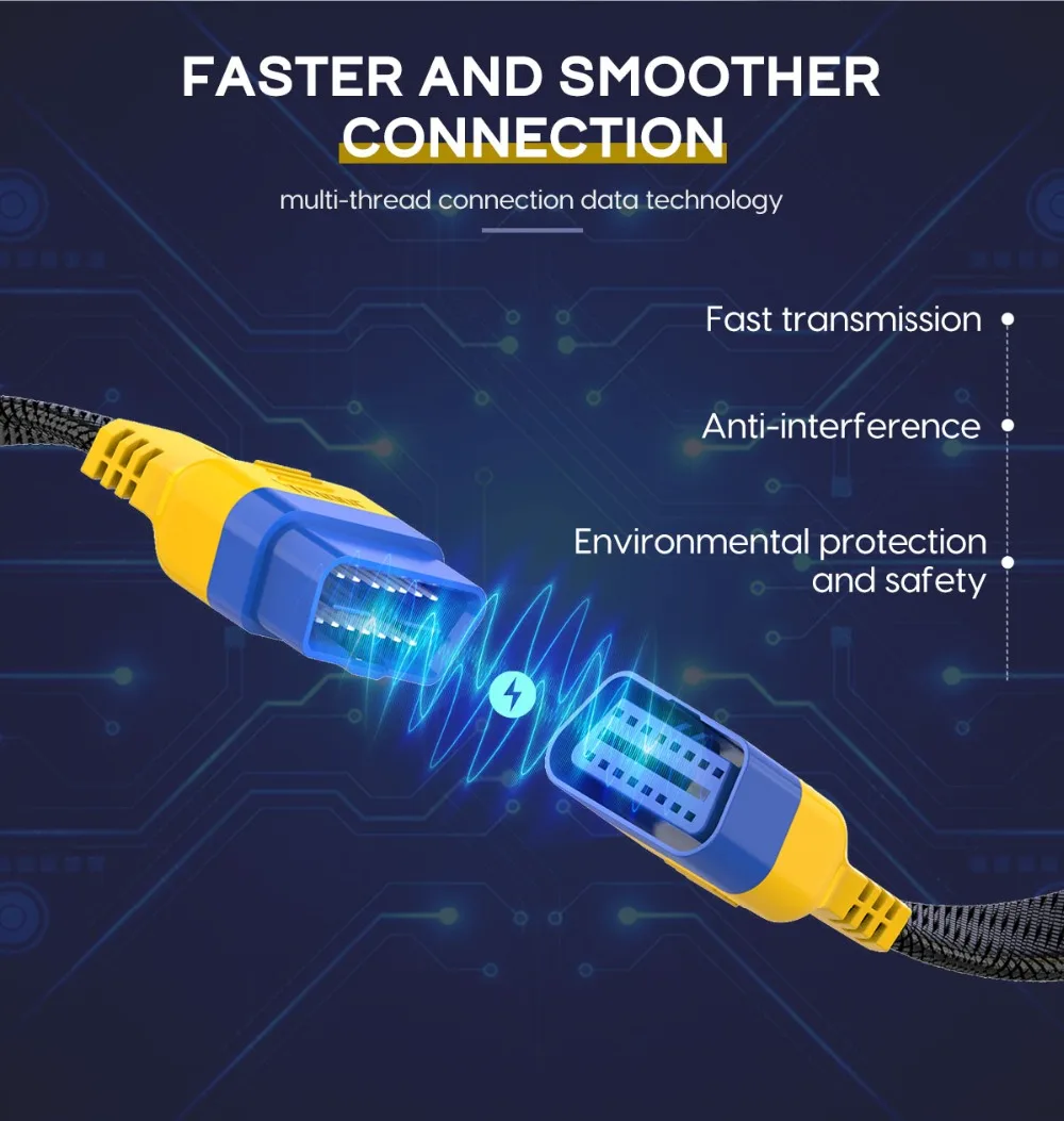 AUTOOL OBD2 extension cable faster and smoother connection with anti-interference transmission