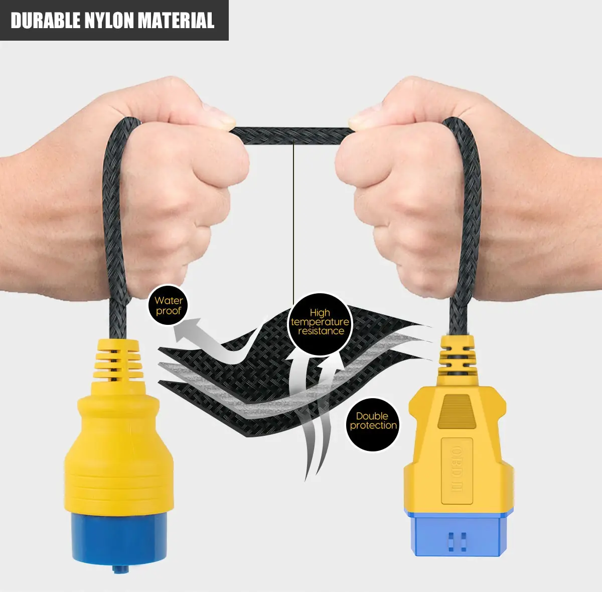 AUTOOL OBD2 extension cable nylon braided sleeve durability and protection image