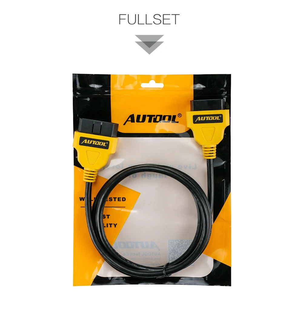 AUTOOL OBD2 extension cable packing list and retail package