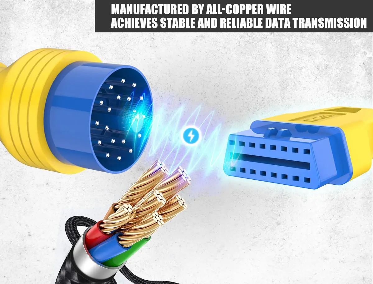 AUTOOL OBD2 extension cable pure copper core for stable data transmission