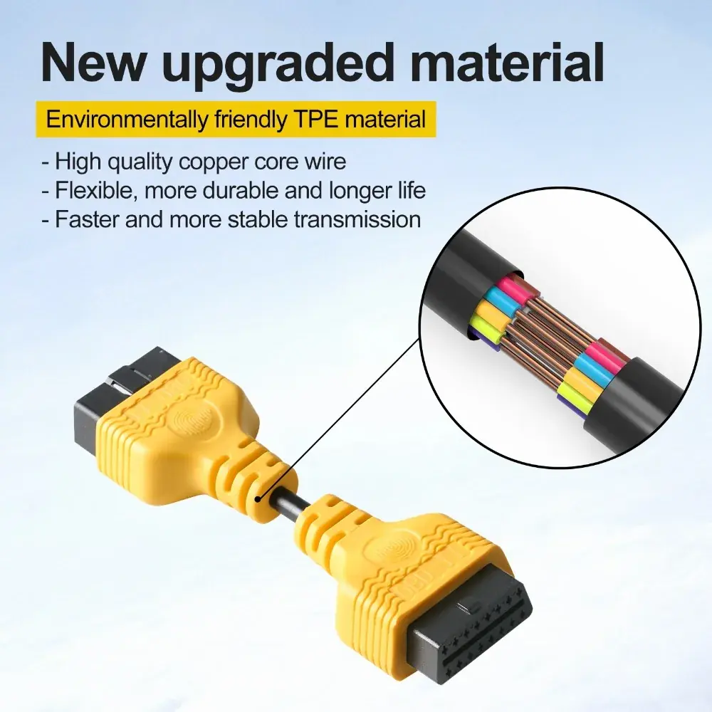 AUTOOL OBD2 extension cable TPE material and copper core feature image