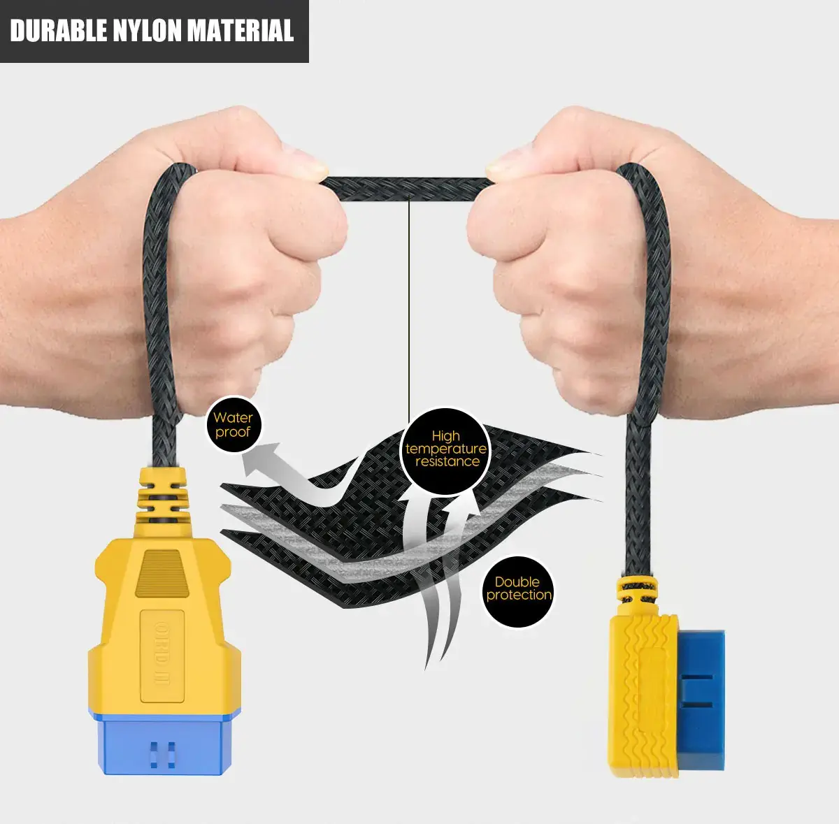 AUTOOL OBD2 splitter cable durable nylon material and double protection