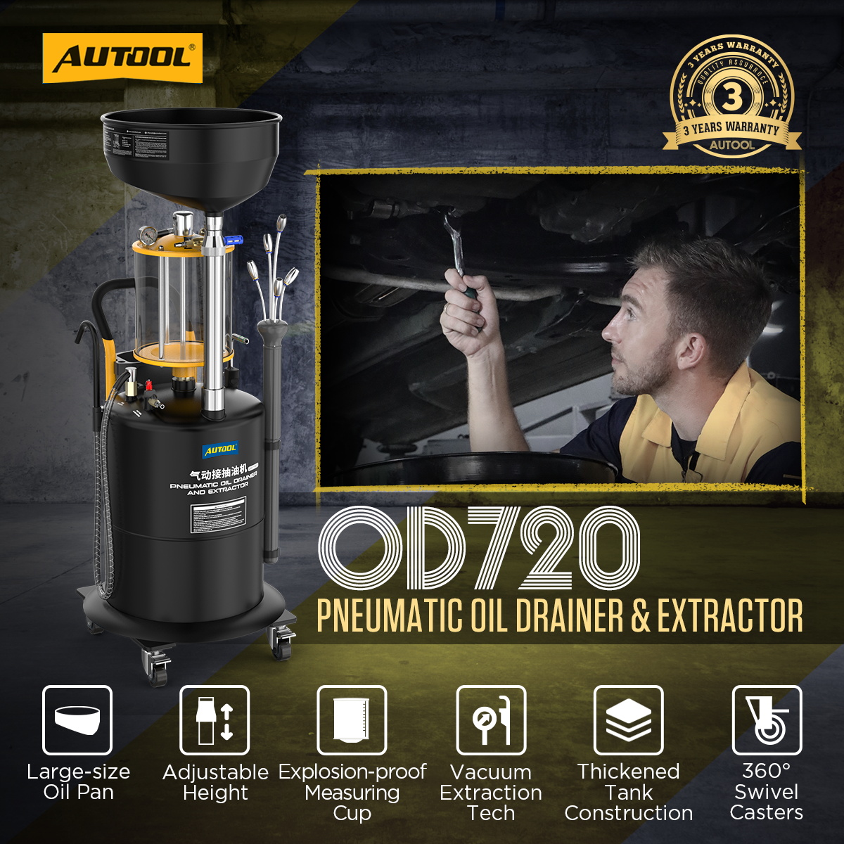AUTOOL OD720 pneumatic oil drainer and extractor main product image