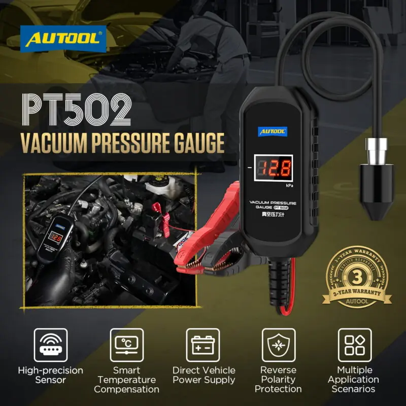 AUTOOL PT502 vacuum pressure gauge overview with main functions