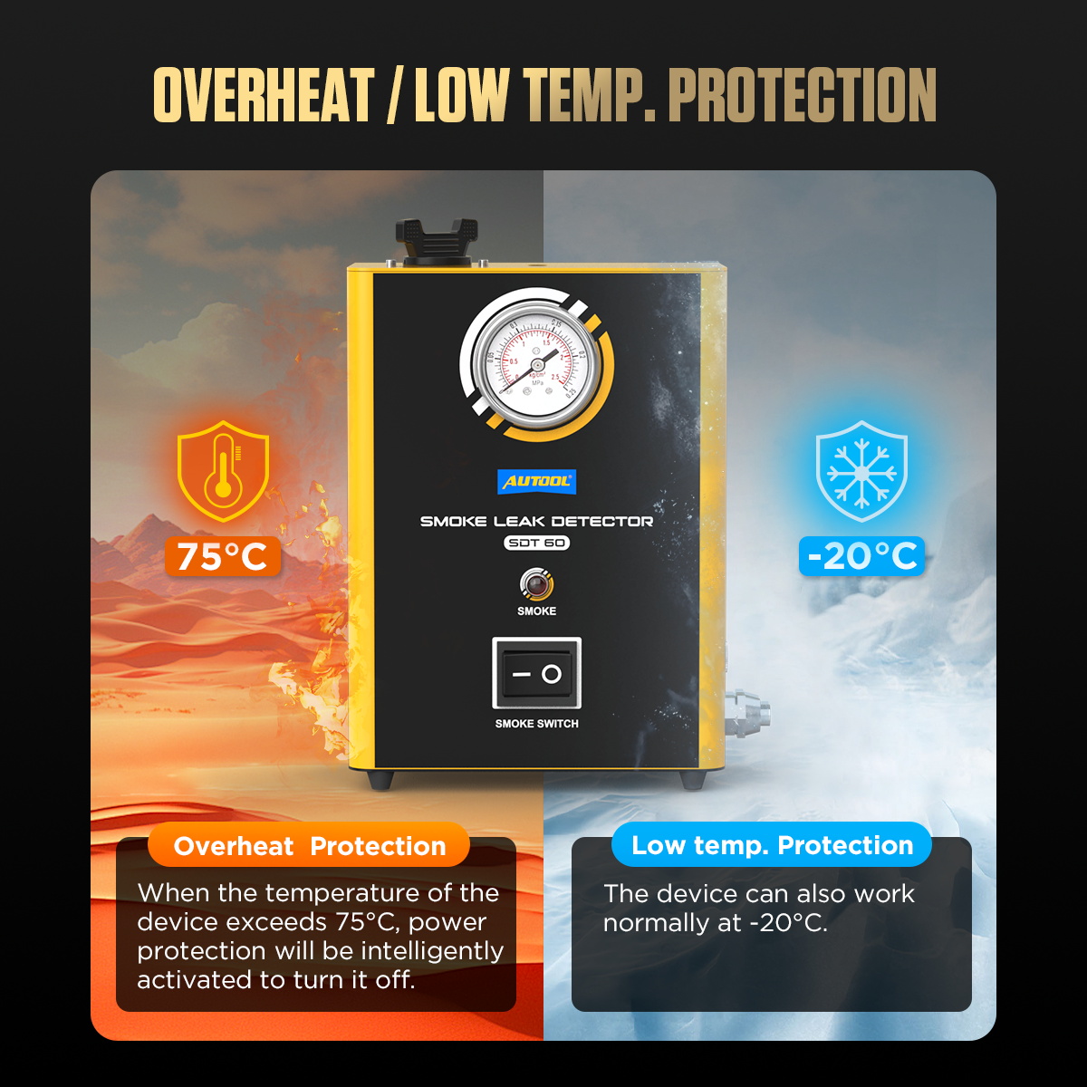 AUTOOL SDT60 overheat and low temperature protection