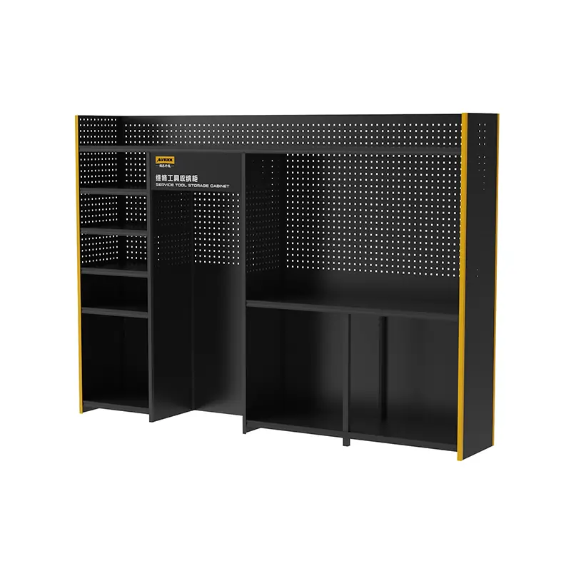 AUTOOL A Style workshop tool storage cabinet with pegboard, shelves and black yellow frame