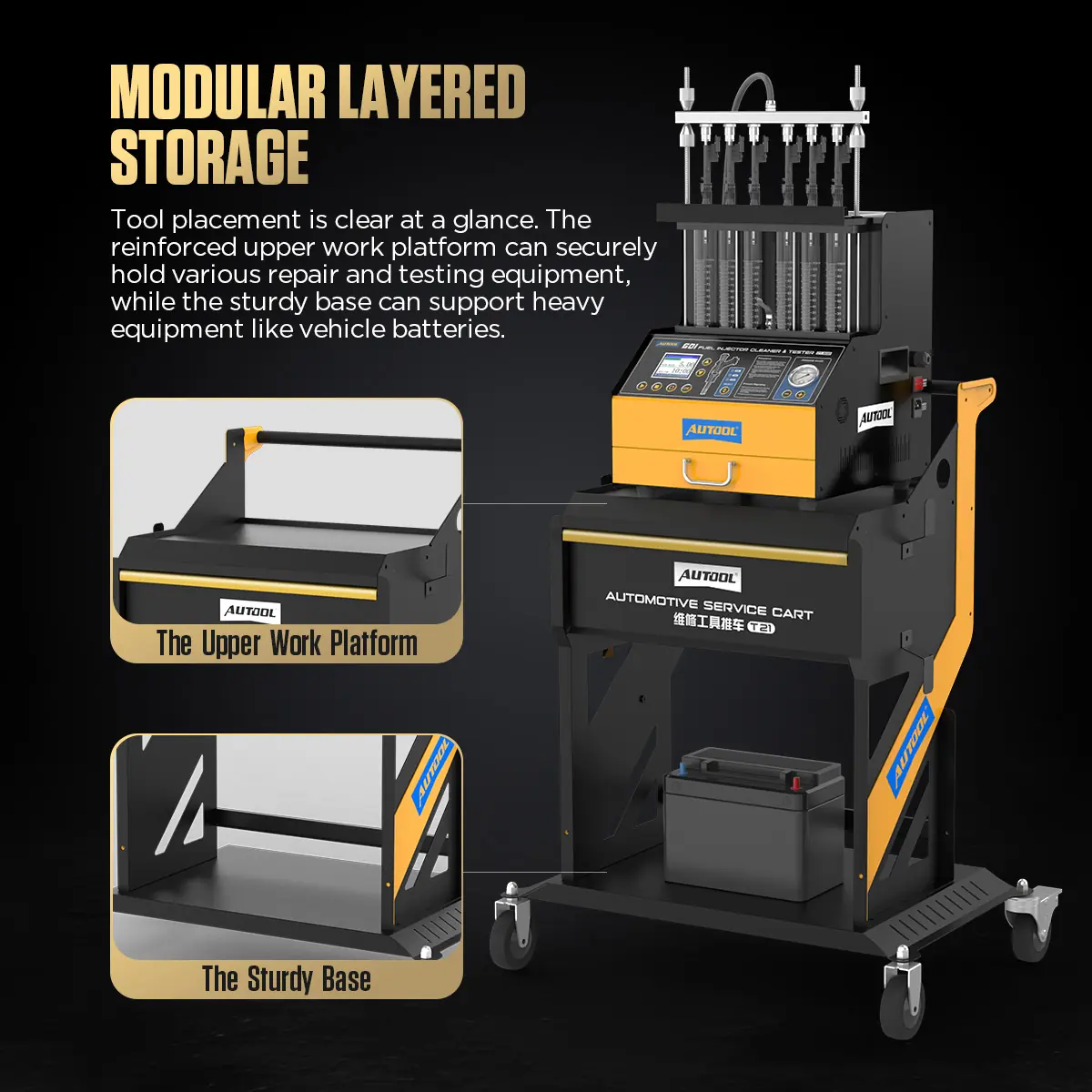 AUTOOL T21 modular layered storage feature image