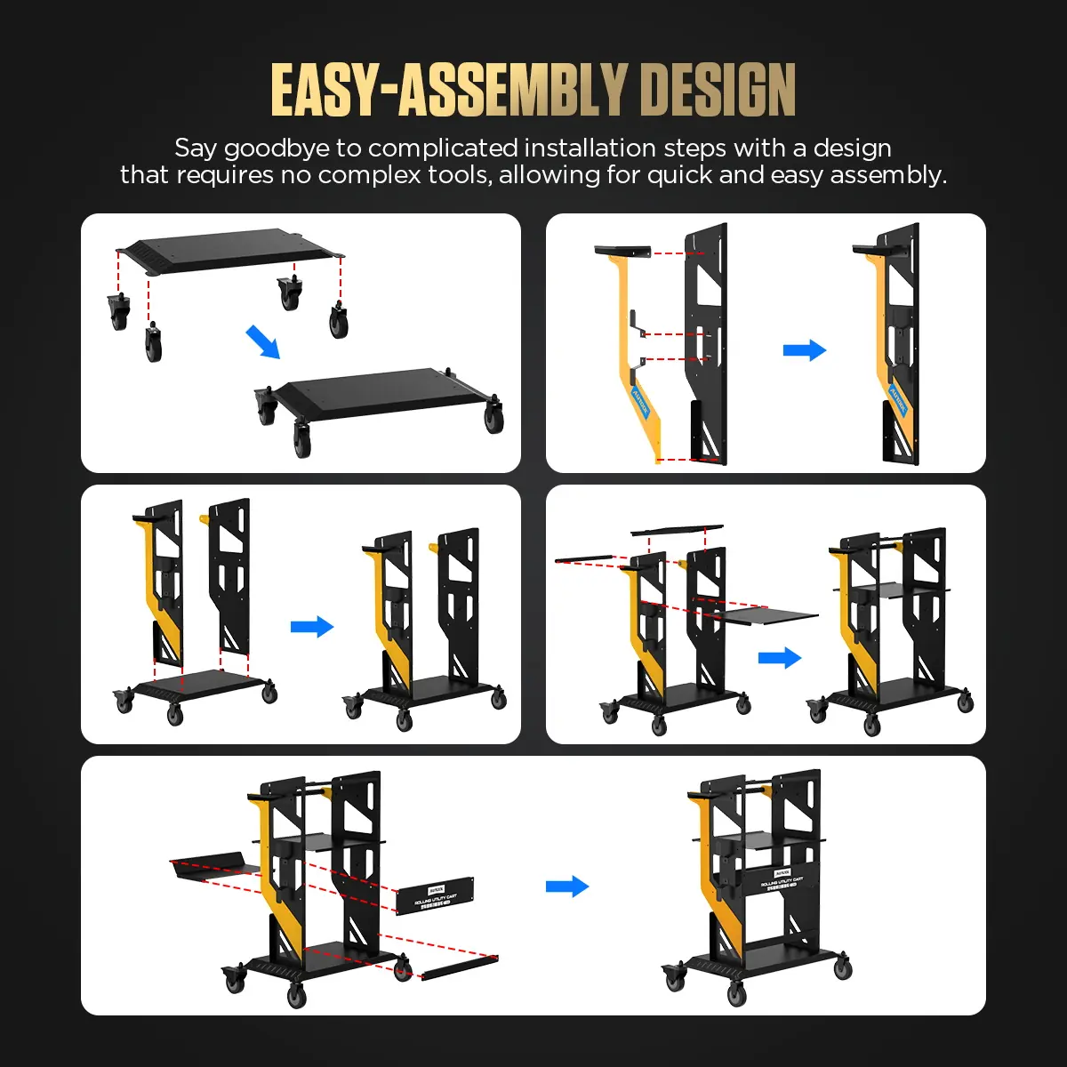 AUTOOL T22 easy assembly design image showing cart installation sequence
