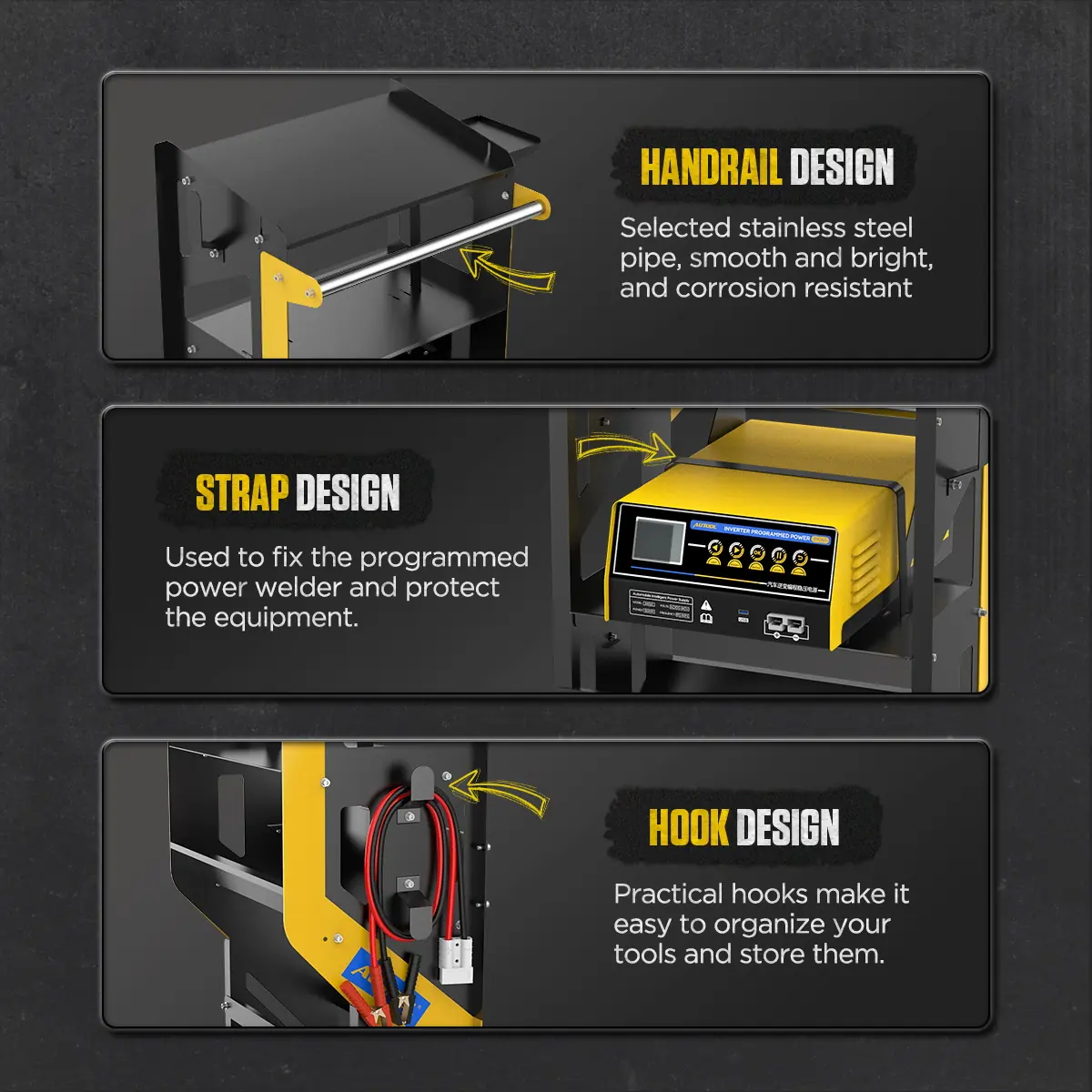 AUTOOL T22 handrail strap and hook design for power equipment and tools