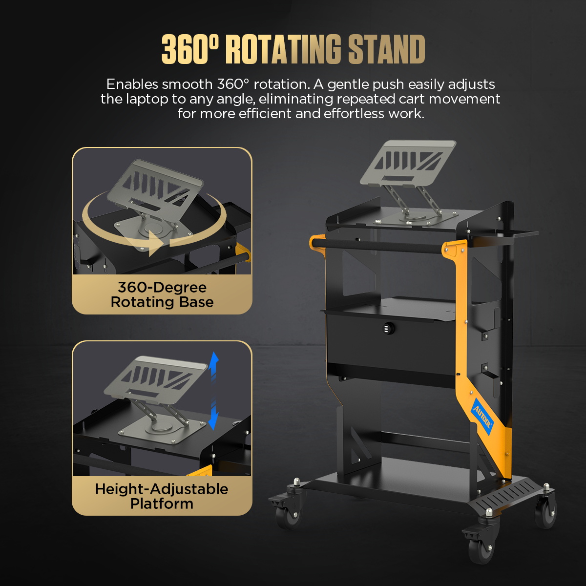 AUTOOL T23 360 degree rotating laptop stand and height adjustable platform