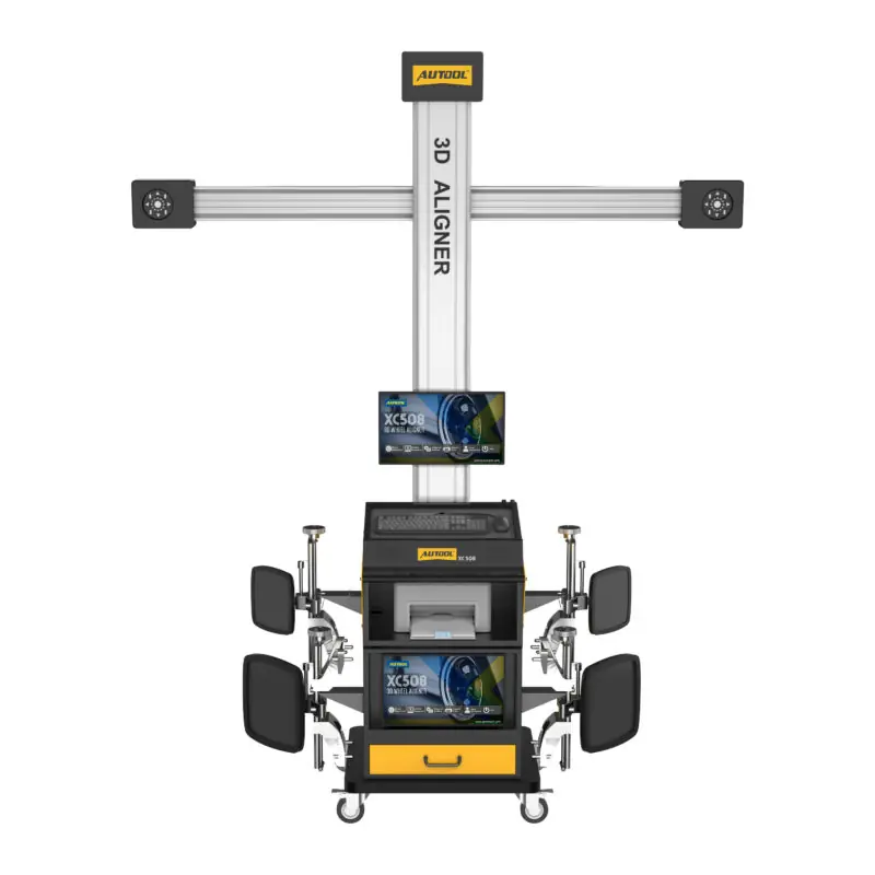 AUTOOL 3D wheel alignment system in a workshop setup
