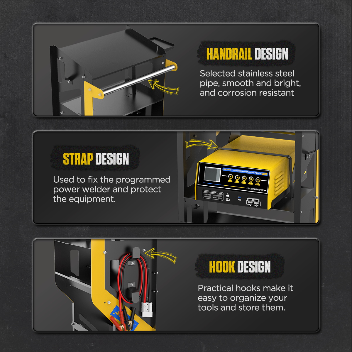 AUTOOL T22 handrail strap and hook design for power equipment and tools
