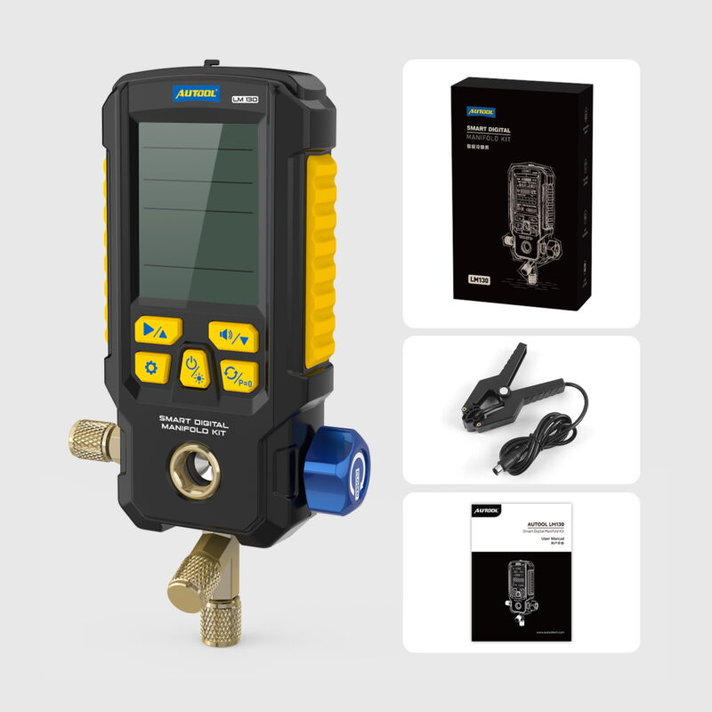 AUTOOL LM130 Smart Digital Manifold Kit packing list and accessories