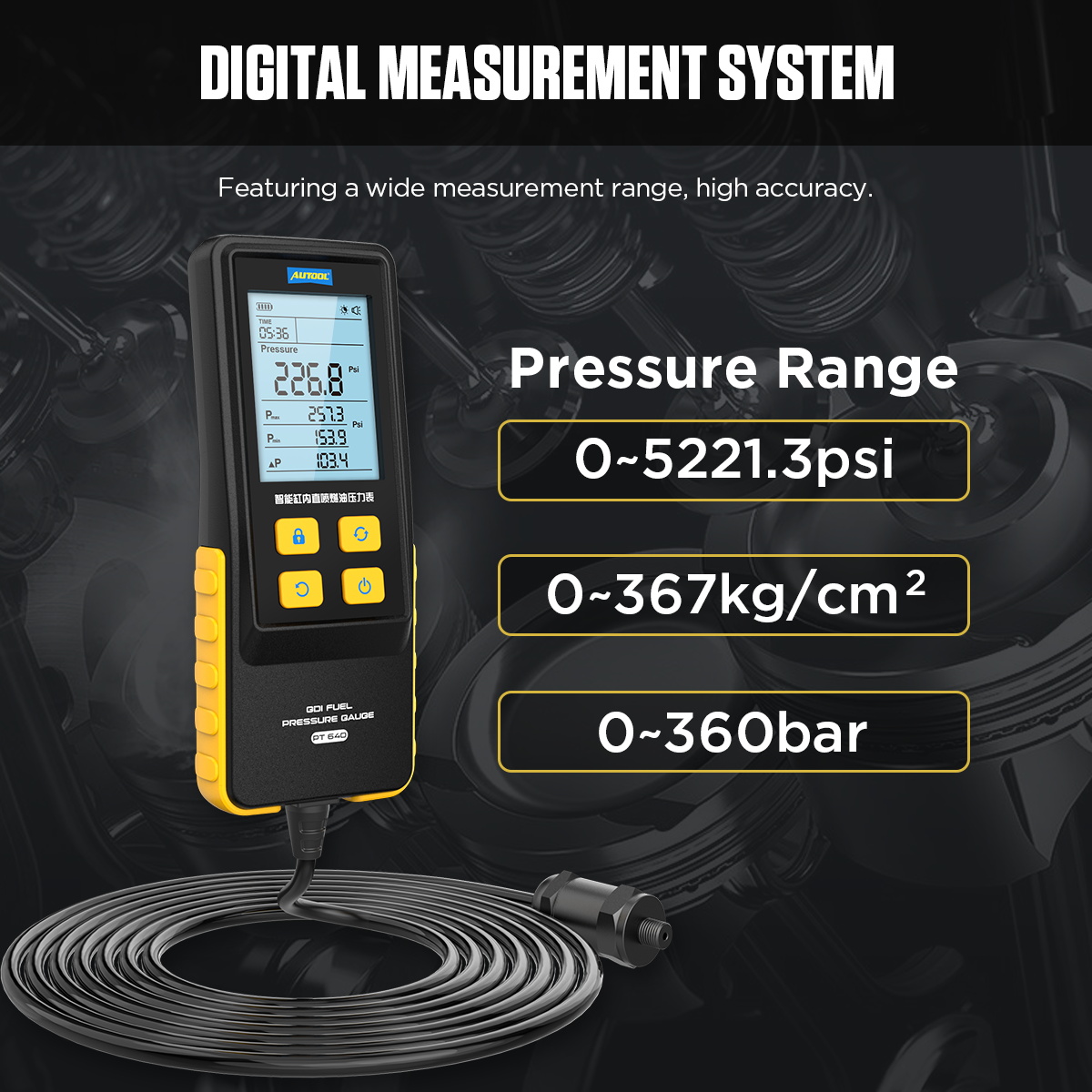 AUTOOL PT640 digital pressure system range image