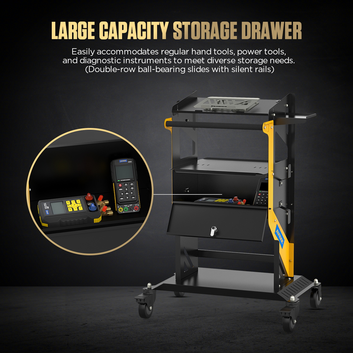 AUTOOL T23 large capacity storage drawer with silent rails