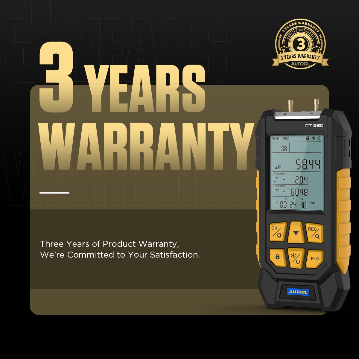 AUTOOL PT520 digital manometer three years warranty image