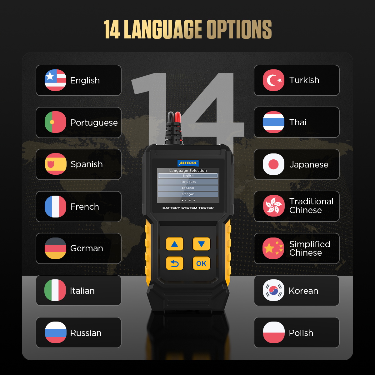 AUTOOL BT360 14 language options image