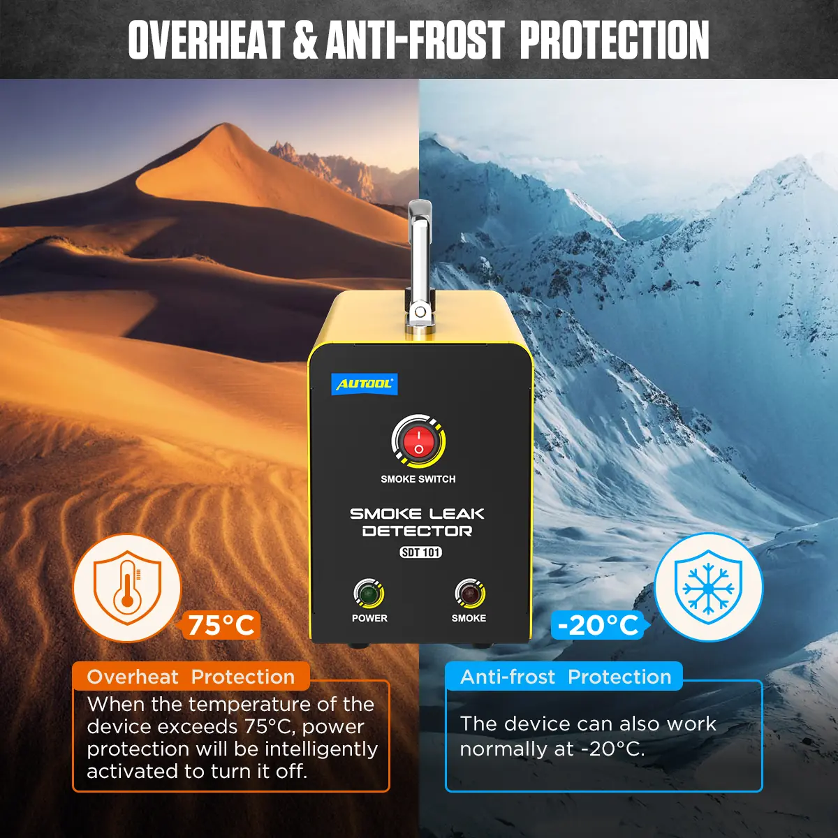 AUTOOL SDT101 overheat protection and anti-freeze protection feature image