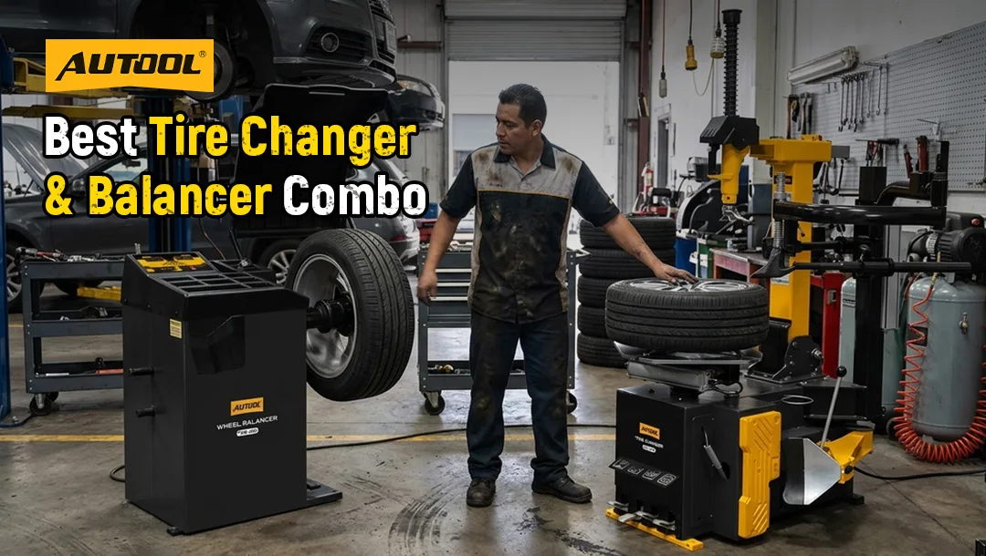 Tire changer and wheel balancer combo for workshop tire service