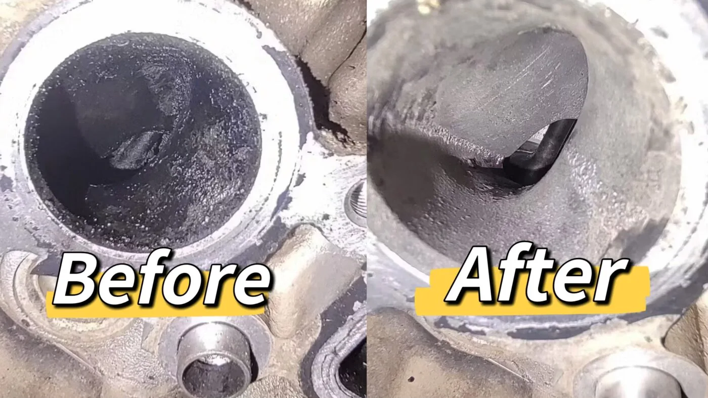 Engine carbon cleaning result after walnut shell blasting